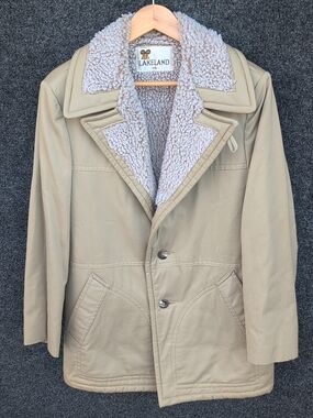 Vtg Lakeland Jacket Mens 40 Single Breasted Sherpa Lined Rancher USA Loop Collar